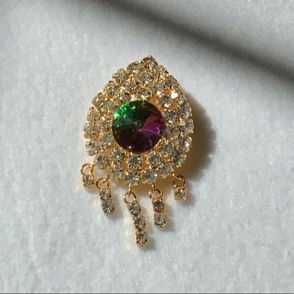 Vintage 80s Rhinestone Brooch - Picture 4 of 8